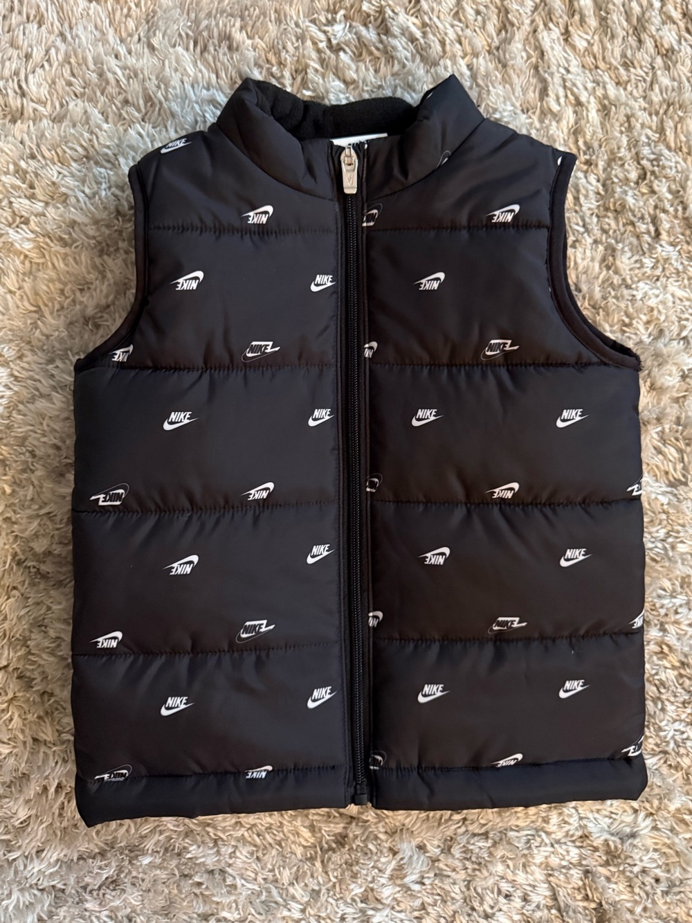 Kids Black Puffer Vest - Logo Print